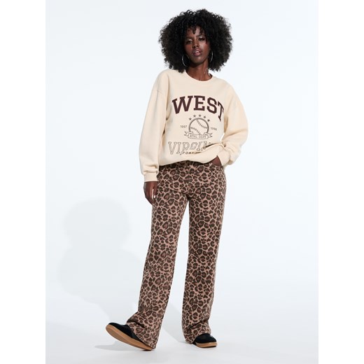 Sinsay - Bluza z nadrukiem - kremowy Sinsay XS Sinsay