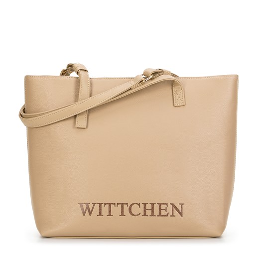 Damska torebka shopper z tłoczonym logo beżowa ze sklepu WITTCHEN w kategorii Torby Shopper bag - zdjęcie 175194380