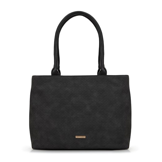 Torebka shopperka z ekoskóry w tłoczony wzór szara ze sklepu WITTCHEN w kategorii Torby Shopper bag - zdjęcie 175194574