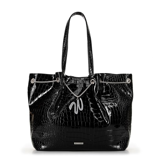 Damska shopperka z ekoskóry croco czarna ze sklepu WITTCHEN w kategorii Torby Shopper bag - zdjęcie 175194600