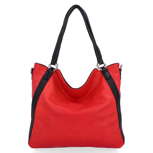 Torebka Damska Shopper Bag XL firmy Hernan HB0337 Czerwona ze sklepu PaniTorbalska w kategorii Torby Shopper bag - zdjęcie 175195642