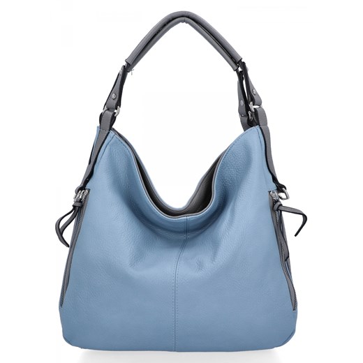 Uniwersalna Torebka Damska XL Hernan HB038 Błękitna/Jasno Szara ze sklepu PaniTorbalska w kategorii Torby Shopper bag - zdjęcie 175195773