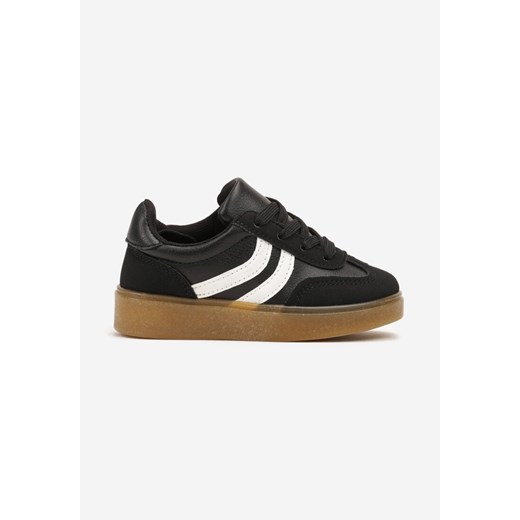 Czarne Buty Sportowe Sneakersy na Płaskiej Podeszwie Ozdobione Paskami Cretara ze sklepu renee.pl w kategorii Buty sportowe dziecięce - zdjęcie 175196723