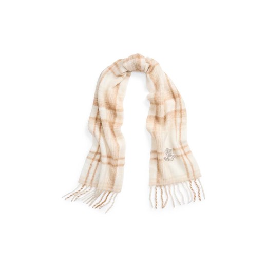 Lauren Ralph Lauren szalik z domieszką wełny kolor beżowy wzorzysty 454960078 ze sklepu ANSWEAR.com w kategorii Szaliki i chusty damskie - zdjęcie 175200541