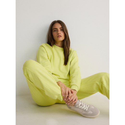 Reserved - Dresowe spodnie jogger z bawełną - jasnozielony ze sklepu Reserved w kategorii Spodnie damskie - zdjęcie 175202360