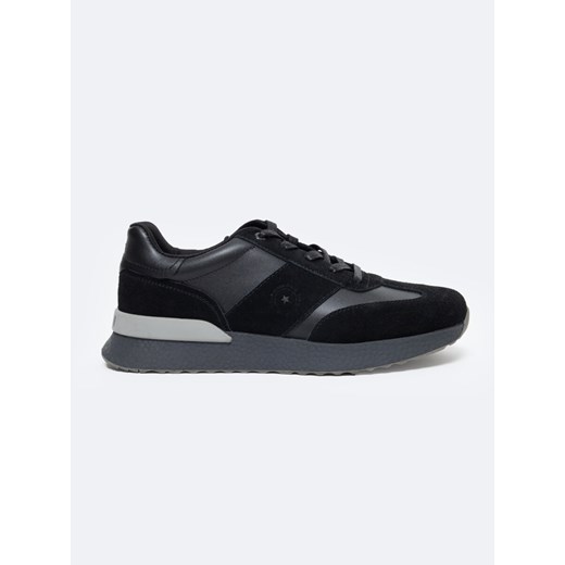 Buty męskie sportowe ze skóry naturalnej czarne OO174197 906 ze sklepu Big Star w kategorii Buty sportowe męskie - zdjęcie 175205422
