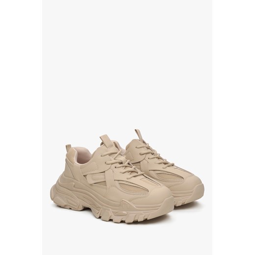 ES8: Beżowe sneakersy damskie na grubej podeszwie Es8 39 Estro
