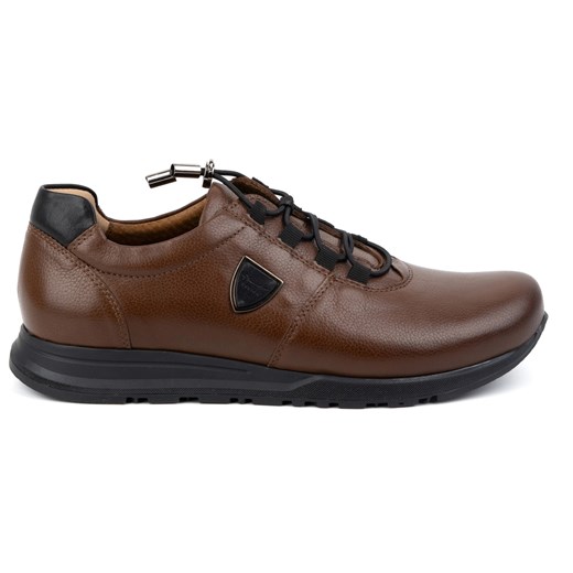Buty męskie skórzane KAMPOL 25/74 brązowe ze sklepu ButyModne.pl w kategorii Półbuty męskie - zdjęcie 175211064