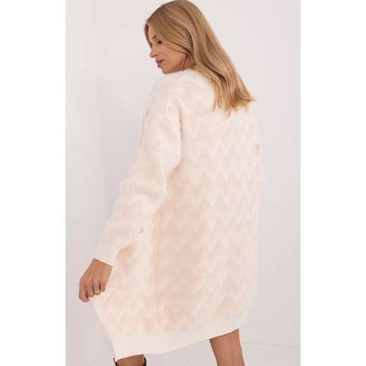 Jasnobeżowy kardigan damski AT-SW-2340-A.00, Kolor jasnobeżowy-wzór, Rozmiar uniwersalny, WOOL FASHION ITALIA ze sklepu Primodo w kategorii Swetry damskie - zdjęcie 175212213