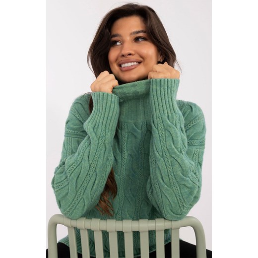 Pistacjowy golf damski AT-SW-23445.00, Kolor pistacjowy, Rozmiar uniwersalny, WOOL FASHION ITALIA ze sklepu Primodo w kategorii Swetry damskie - zdjęcie 175212230