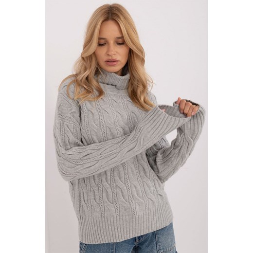 Szary golf damski AT-SW-23445.00, Kolor szary, Rozmiar uniwersalny, WOOL FASHION ITALIA ze sklepu Primodo w kategorii Swetry damskie - zdjęcie 175212234