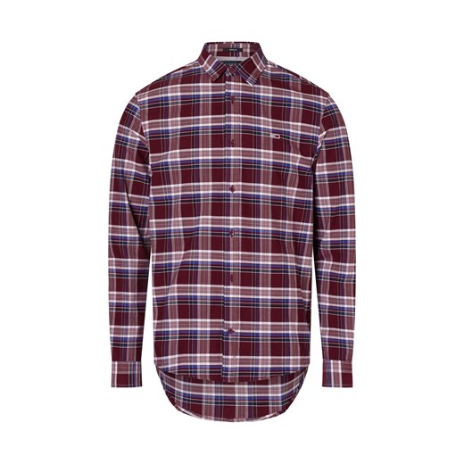 Tommy Jeans Męska koszula casual Mężczyźni Regular Fit Bawełna bordowy w kratkę ze sklepu vangraaf w kategorii Koszule męskie - zdjęcie 175213360