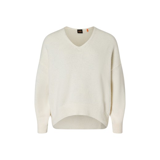 BOSS Orange Sweter damski - C Fondys Kobiety écru jednolity ze sklepu vangraaf w kategorii Swetry damskie - zdjęcie 175213364