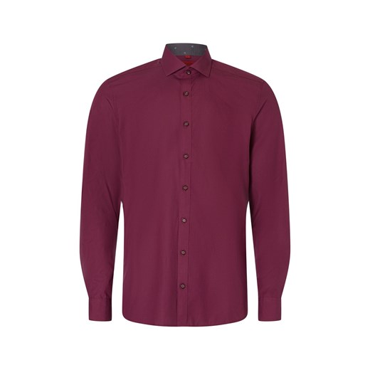 Finshley & Harding Męska koszula biznesowa Mężczyźni Slim Fit Bawełna bordowy jednolity ze sklepu vangraaf w kategorii Koszule męskie - zdjęcie 175213371