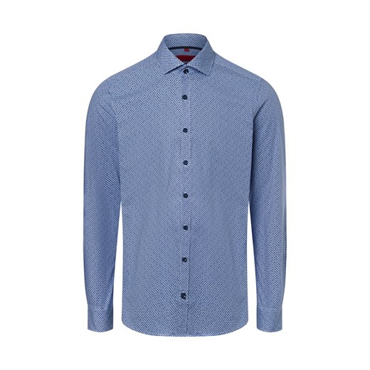 Finshley & Harding Męska koszula biznesowa Mężczyźni Slim Fit Bawełna granatowy wzorzysty ze sklepu vangraaf w kategorii Koszule męskie - zdjęcie 175213372