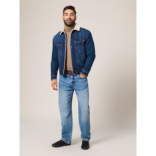 Sinsay - Jeansowa kurtka sherpa trucker - granatowy Sinsay XS Sinsay