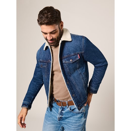 Sinsay - Jeansowa kurtka sherpa trucker - granatowy Sinsay S Sinsay