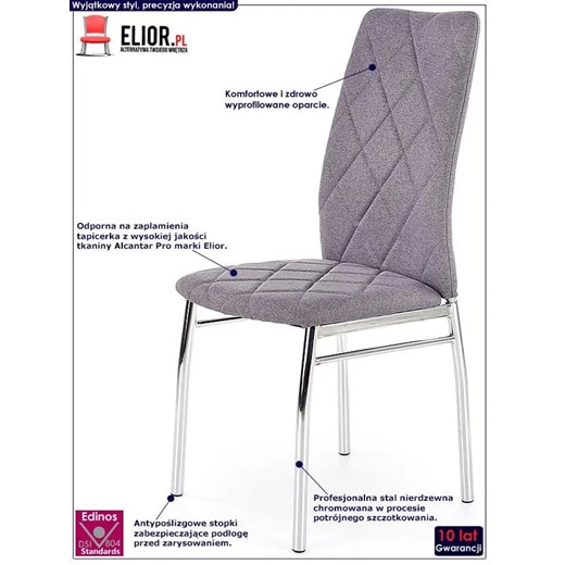 Krzesło pikowane jasny popiel - Rankin Elior One Size Edinos.pl