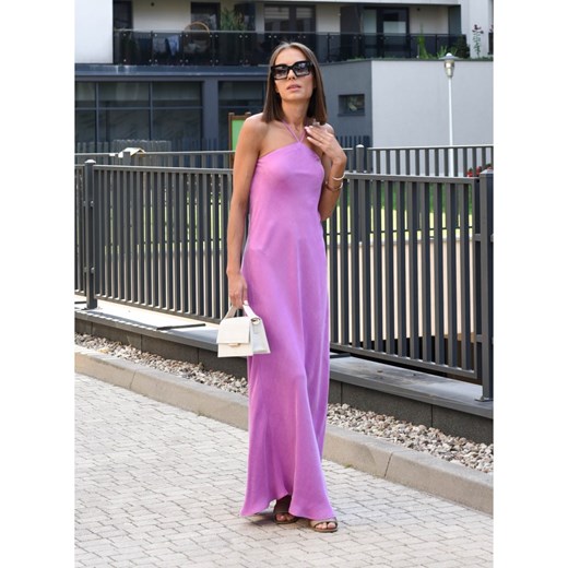 FORSETI Sukienka Amira ze skosu na ramiączka fiołkowa  , Rozmiar: L ze sklepu forseti.net.pl w kategorii Sukienki - zdjęcie 175217944