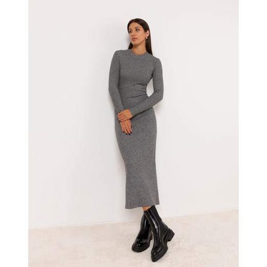 FORSETI Sukienka Asher z dzianiny prążkowanej salt & pepper SU02025 SU02025, Rozmiar: L ze sklepu forseti.net.pl w kategorii Sukienki - zdjęcie 175218074