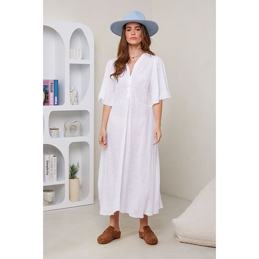 Rodier Lin Lniana sukienka w kolorze białym Rodier Lin XL/XXL promocja Limango Polska