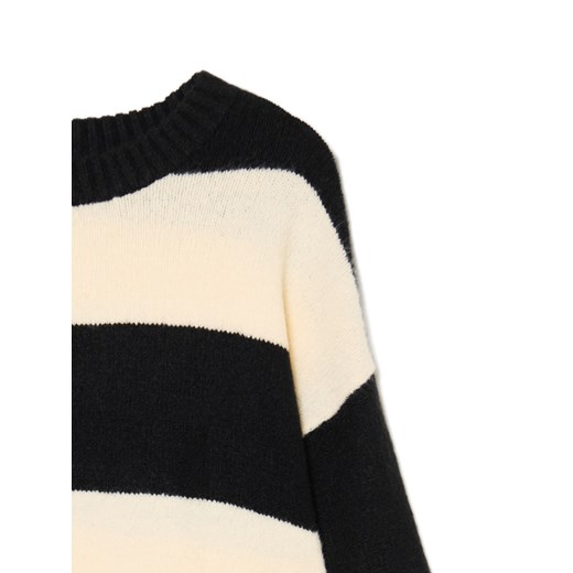 Cropp - Czarno-kremowy sweter w paski - kremowy Cropp L Cropp