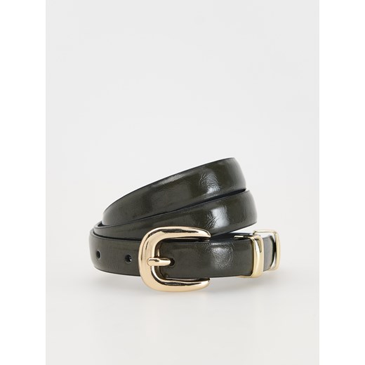 Reserved - Wąski pasek z klamrą - ciemnozielony Reserved S Reserved
