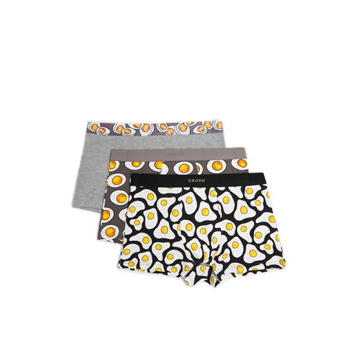 Cropp - 3 pack bokserek z motywem jaj - szary ze sklepu Cropp w kategorii Majtki męskie - zdjęcie 175223303