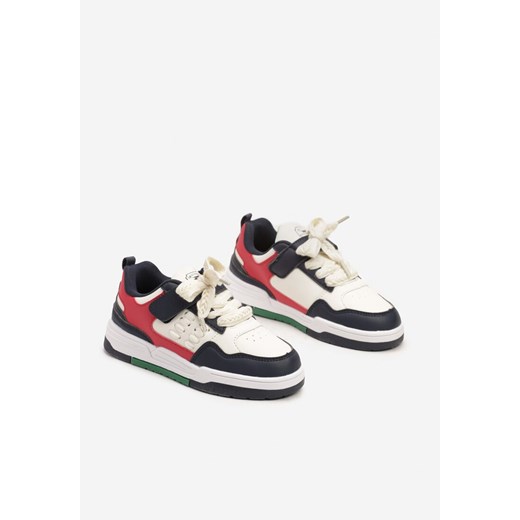 Beżowo-Granatowe Buty Sportowe Sneakersy na Płaskiej Podeszwie z Kolorowymi Wstawkami na Rzep Miriste ze sklepu born2be.pl w kategorii Buty sportowe dziecięce - zdjęcie 175224011