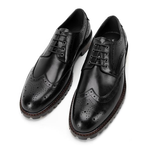 Męskie broksy skórzane z przeszyciami czarne ze sklepu WITTCHEN w kategorii Buty eleganckie męskie - zdjęcie 175224212