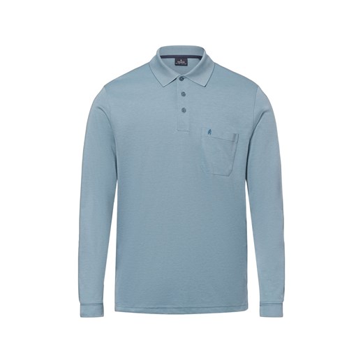 Ragman Męska koszulka polo z długim rękawem - łatwe prasowanie Mężczyźni Dżersej cyjan jednolity ze sklepu vangraaf w kategorii T-shirty męskie - zdjęcie 175241161