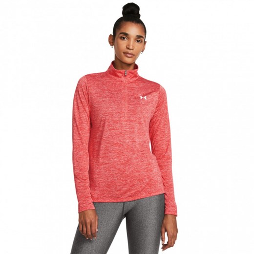 Damski longsleeve treningowy Under Armour Tech 1/2 Zip- Twist - pomarańczowy ze sklepu Sportstylestory.com w kategorii Bluzki damskie - zdjęcie 175245220
