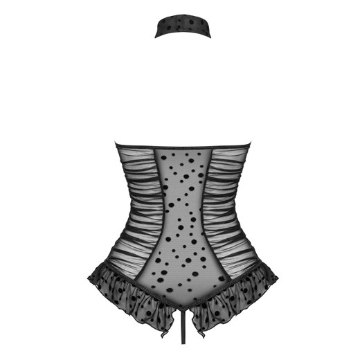 Czarne body z falbanką i wiązaniem Carlotta teddy, Kolor czarny, Rozmiar S/M, Beauty Night ze sklepu Intymna w kategorii Body damskie - zdjęcie 175249021