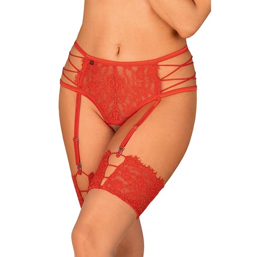 Obsessive otwarte stringi z paskami do pończoch Rediosa, Kolor czerwony, Rozmiar S/M, Obsessive ze sklepu Intymna w kategorii Majtki damskie - zdjęcie 175249531