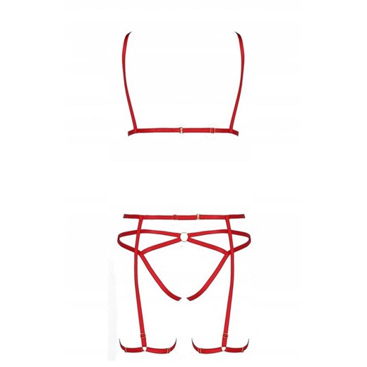 Czerwony komplet damski paski harness Magali, Kolor czerwony, Rozmiar L/XL, Passion ze sklepu Intymna w kategorii Komplety bielizny damskiej - zdjęcie 175249670