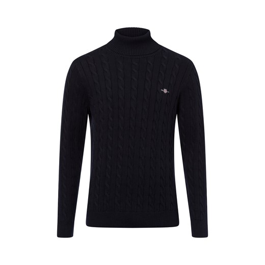 Gant Sweter męski Mężczyźni Bawełna granatowy jednolity ze sklepu vangraaf w kategorii Swetry męskie - zdjęcie 175253850