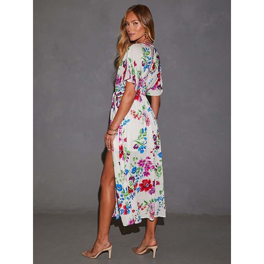 La Angels sukienka z dekoltem w serek z krótkim rękawem na wiosnę maxi 