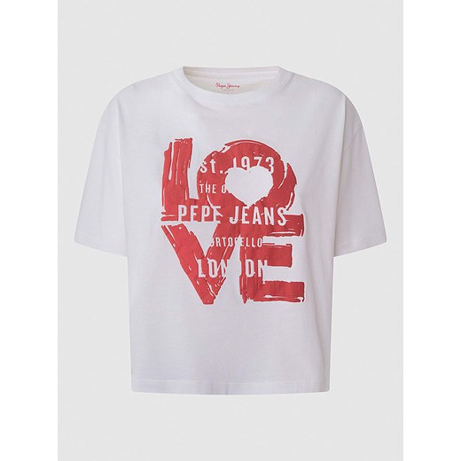 Pepe Jeans Koszulka w kolorze białym ze sklepu Limango Polska w kategorii Bluzki damskie - zdjęcie 175260864