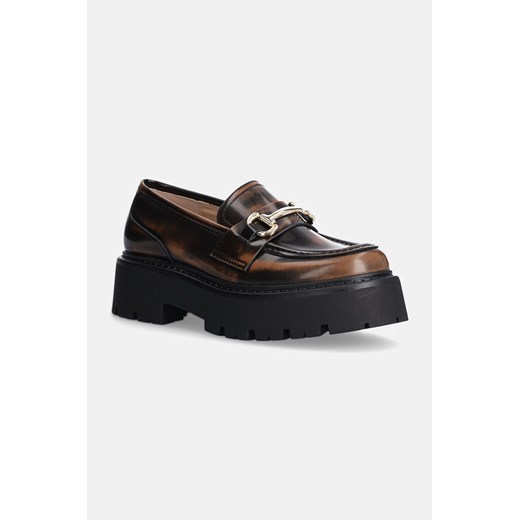Steve Madden mokasyny skórzane Occupy damskie kolor brązowy na platformie SM11003276 ze sklepu ANSWEAR.com w kategorii Mokasyny damskie - zdjęcie 175263093