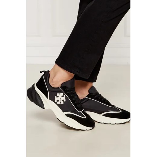Czarne buty sportowe damskie Tory Burch sneakersy na wiosnę na platformie