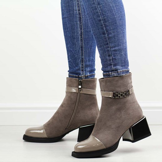 Botki Dia na zamek na obcasie z zamszu 