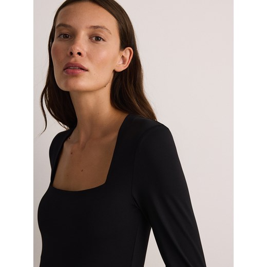 Reserved - Body z dekoltem karo - czarny Reserved S Reserved