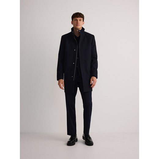 Reserved - Płaszcz ze stójką - granatowy ze sklepu Reserved w kategorii Płaszcze męskie - zdjęcie 175276744