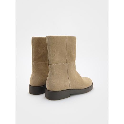Reserved - Skórzane botki na zamek - beżowy Reserved 38 Reserved