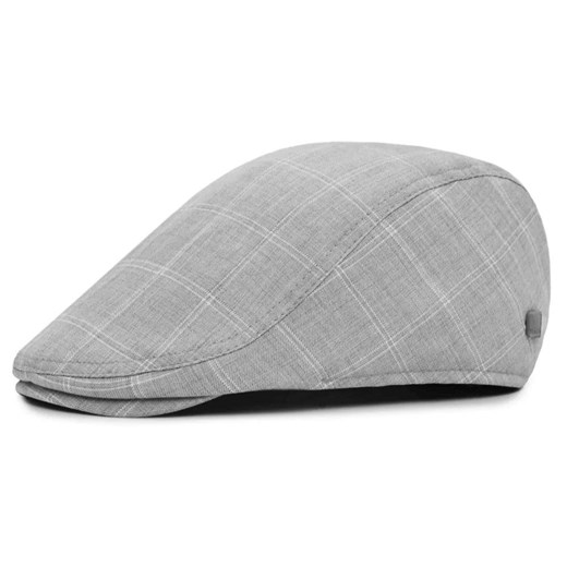 Lekki Kaszkiet Męski - Pako Jeans - Popielaty w Kratkę CPAPJNSKASZKIET100601 ze sklepu JegoSzafa.pl w kategorii Kaszkiety męskie - zdjęcie 175280363