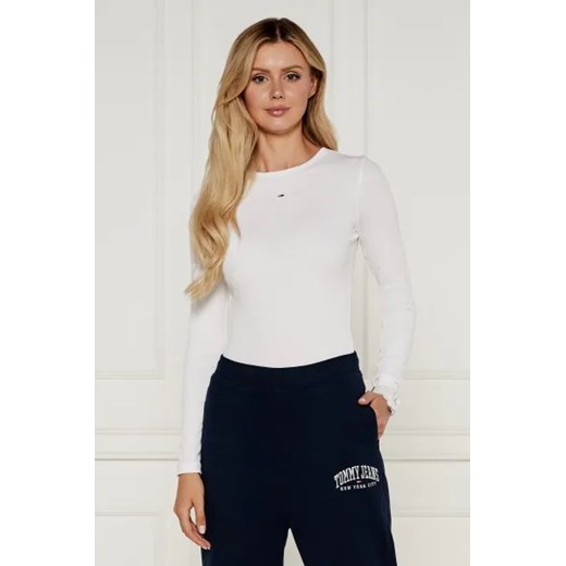 Bluzka damska Tommy Jeans biała z okrągłym dekoltem casual