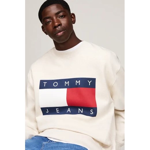 Bluza męska Tommy Jeans beżowa w stylu młodzieżowym z napisem