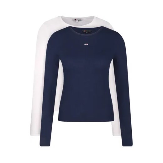 Bluzka damska biała Tommy Jeans z okrągłym dekoltem casual jesienna
