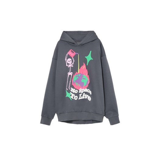 Cropp - Kremowa bluza z kapturem i nadrukiem - kremowy ze sklepu Cropp w kategorii Bluzy męskie - zdjęcie 175282673