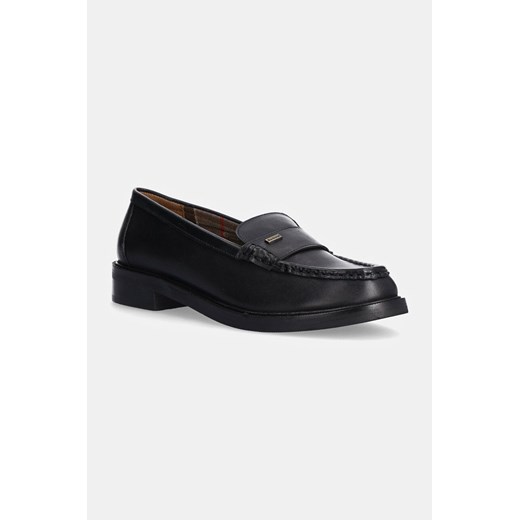Barbour mokasyny skórzane Francis damskie kolor czarny na płaskim obcasie LFO0742BK31 ze sklepu ANSWEAR.com w kategorii Mokasyny damskie - zdjęcie 175283364
